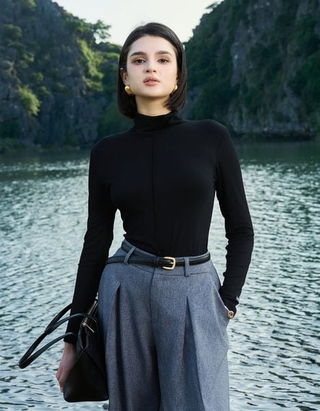  ÁO THUN LEN GÂN CỔ LỌ GÂN GIỮA 