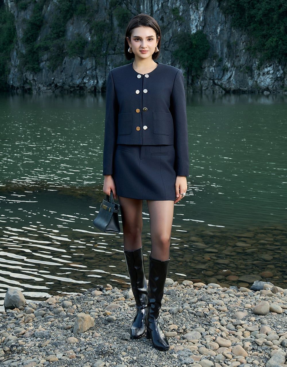  JUPE TÍM THAN VÂN CHÉO CƠI TÚI TRƯỚC 