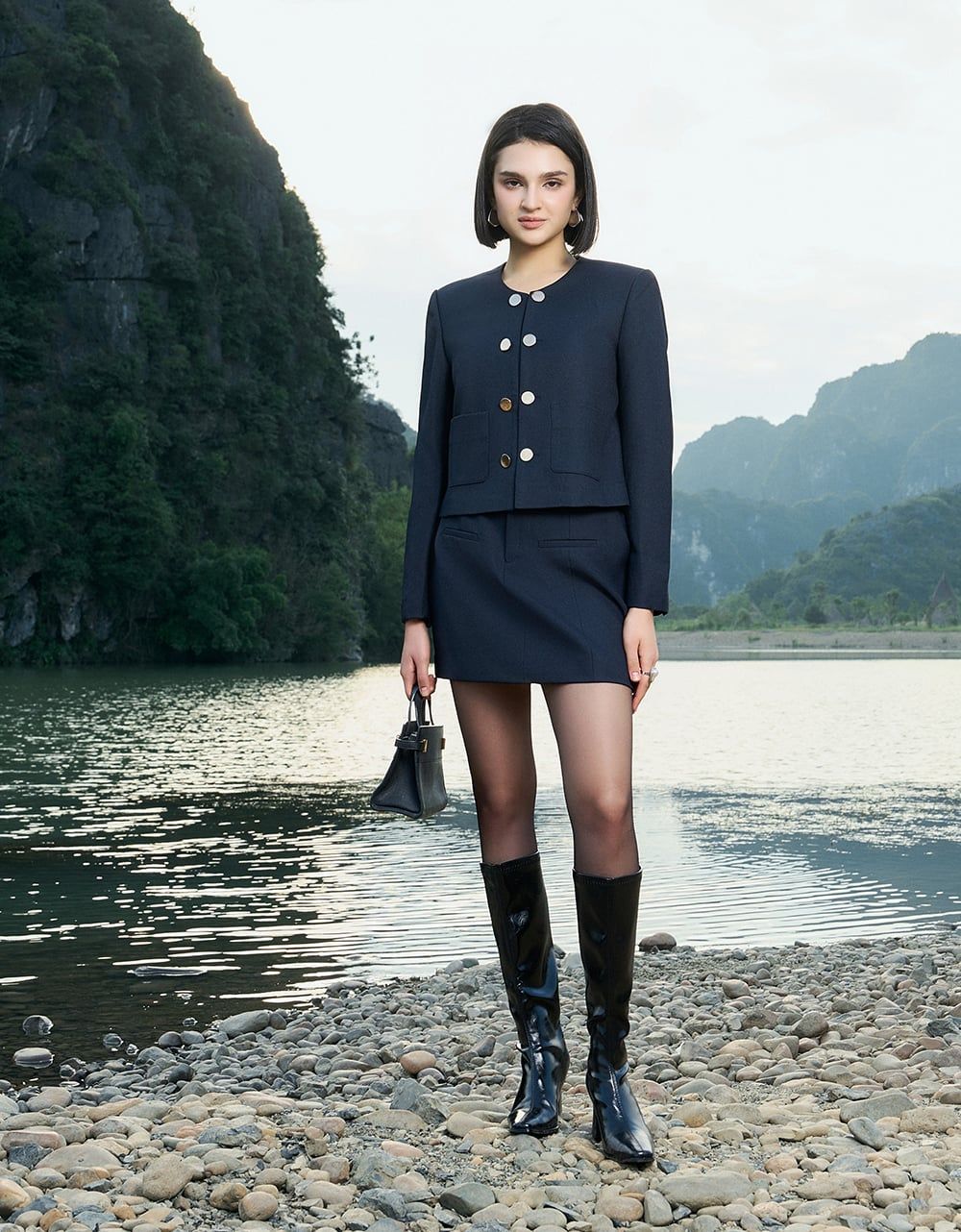  JUPE TÍM THAN VÂN CHÉO CƠI TÚI TRƯỚC 