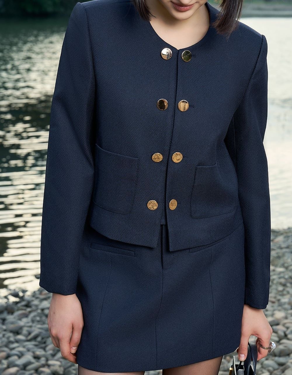  VEST TÍM THAN VÂN CHÉO 2 HÀNG CÚC 