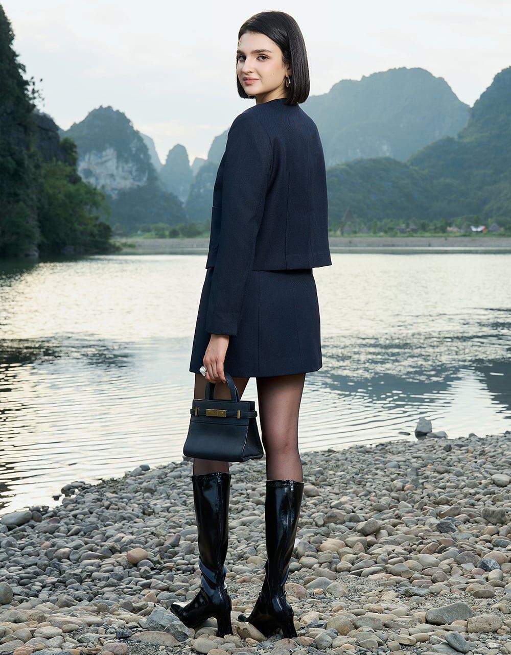  JUPE TÍM THAN VÂN CHÉO CƠI TÚI TRƯỚC 