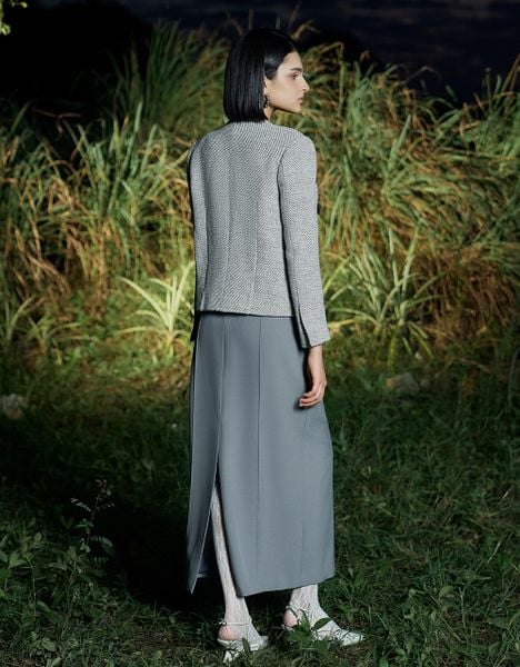  VEST DẠ SỢI KEM GHI ỐP TÚI 