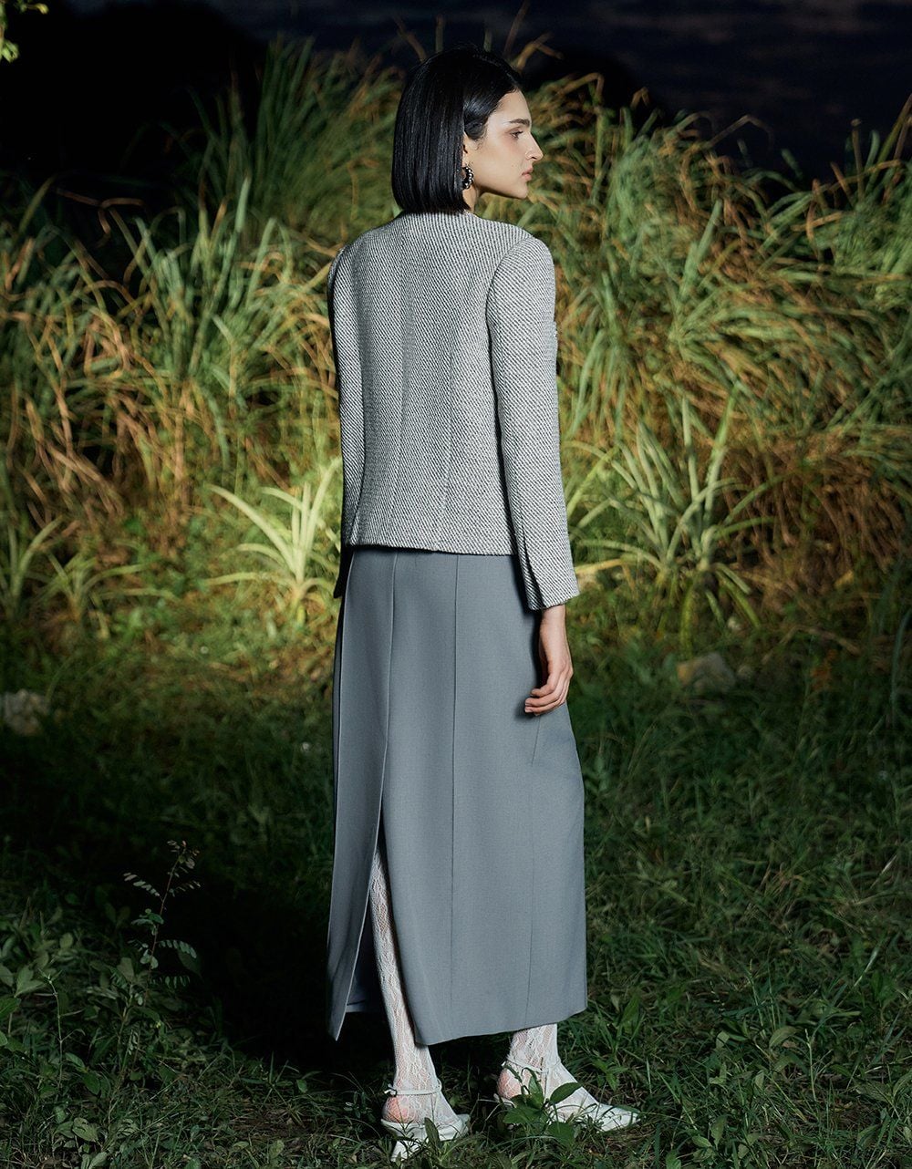  VEST DẠ SỢI KEM GHI ỐP TÚI 