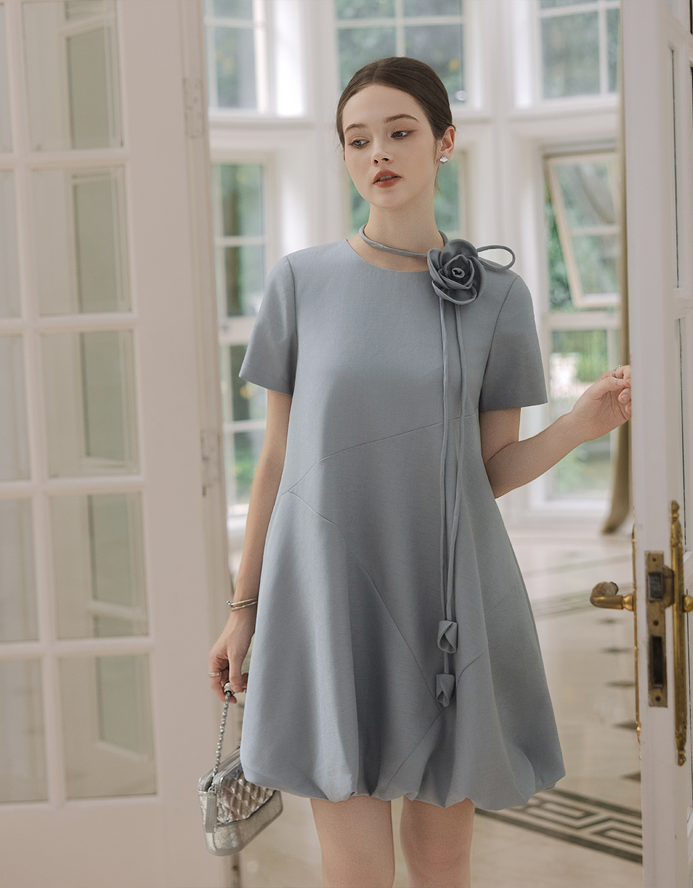  ĐẦM XANH GHI BOOM GẤU DÂY HOA EO 