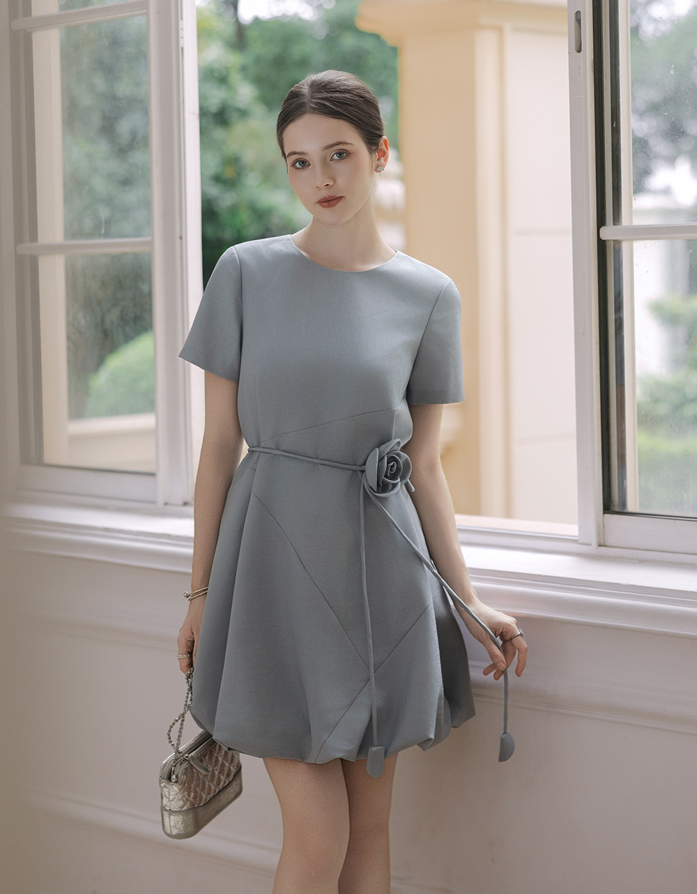  ĐẦM XANH GHI BOOM GẤU DÂY HOA EO 