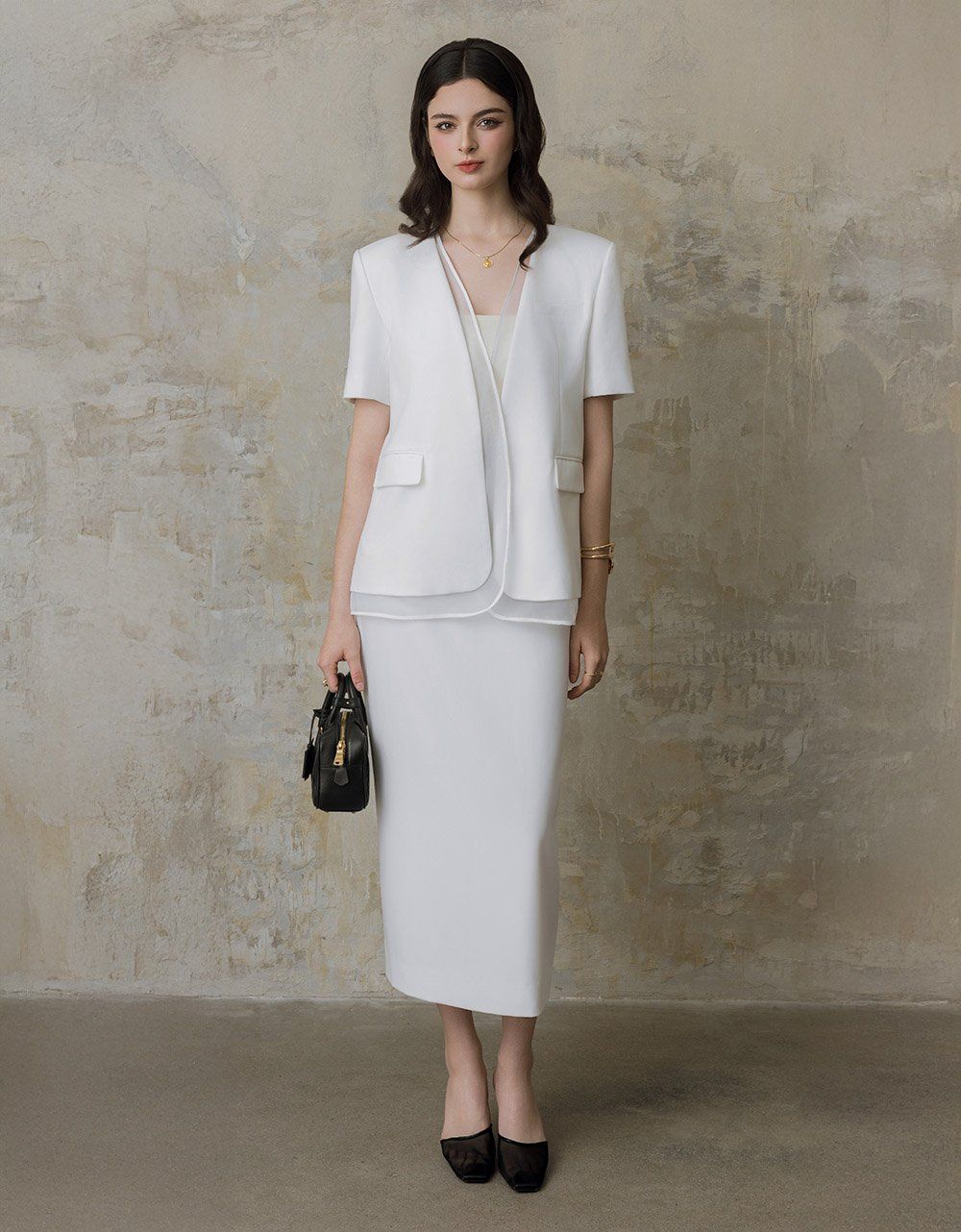  VEST TRẮNG PHỐI TƠ 