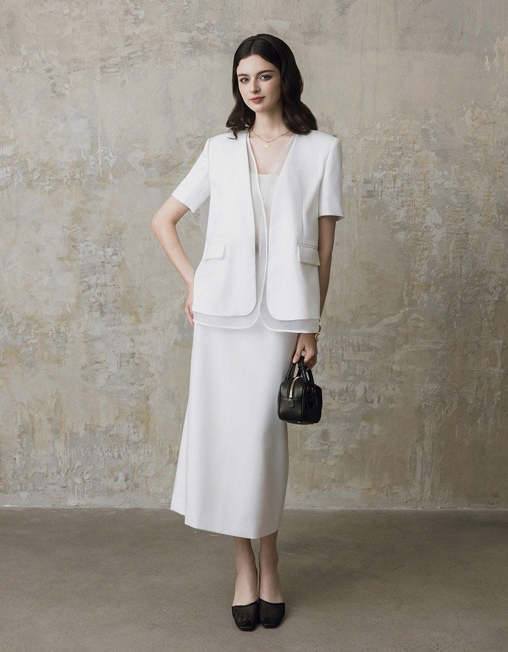  VEST TRẮNG PHỐI TƠ 