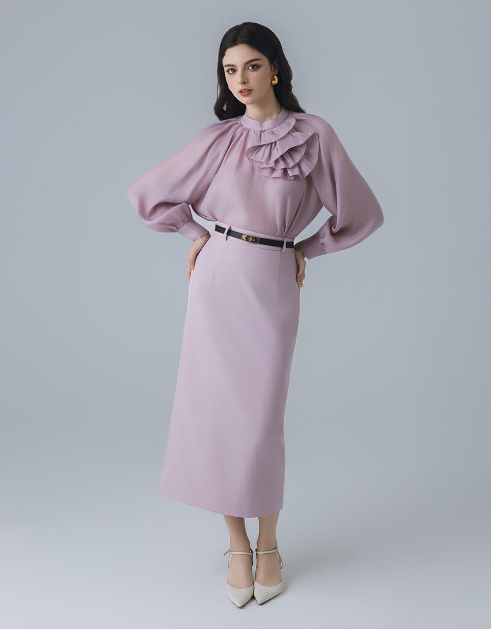  JUPE BÚT CHÌ HỒNG TÍM XẺ SAU 