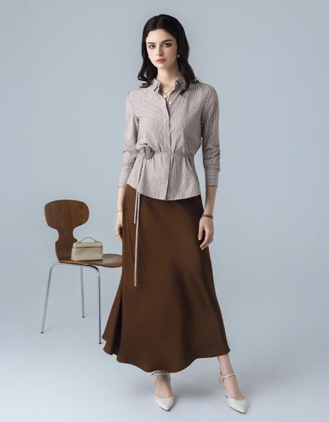  SM THÔ NÂU KẺ TRẮNG KÈM DÂY HOA 