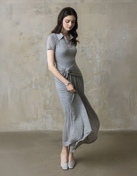  ĐẦM THUN XẾP NHÚN EO ĐÍNH HOA 