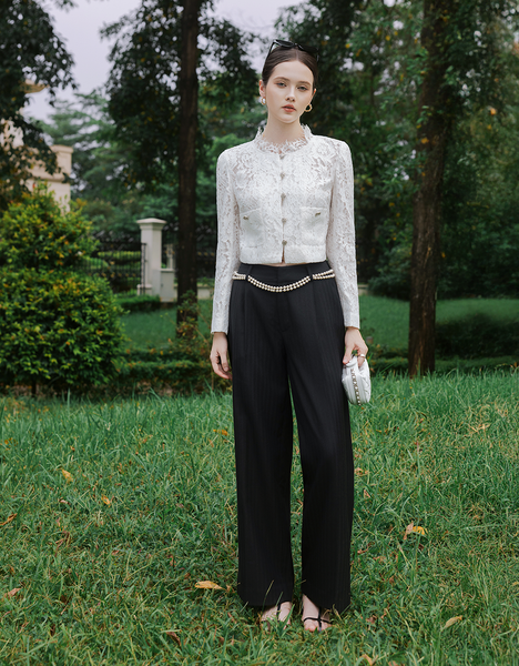  ÁO REN HOA TRẮNG TÚI ỐP 