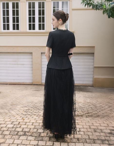  ĐẦM ĐEN CHÂN REN VIỀN DÂY PHỤ KIỆN 