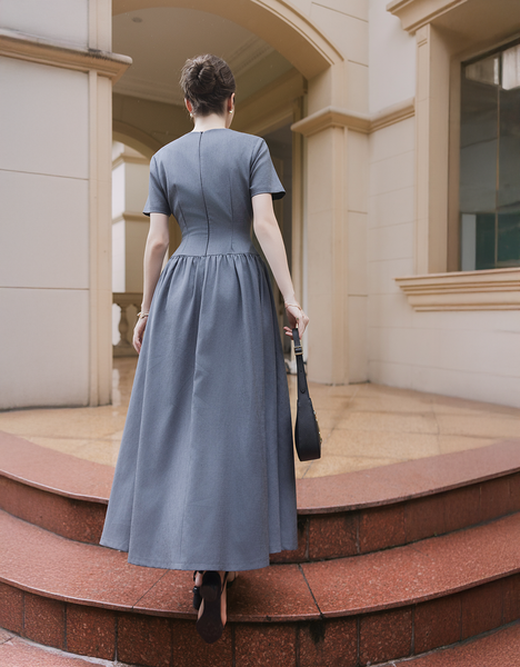  ĐẦM GHI NHÚN EO CỔ V 