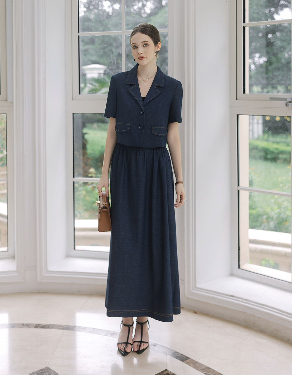  CHÂN VÁY JEANS XANH DIỄU CHỈ 