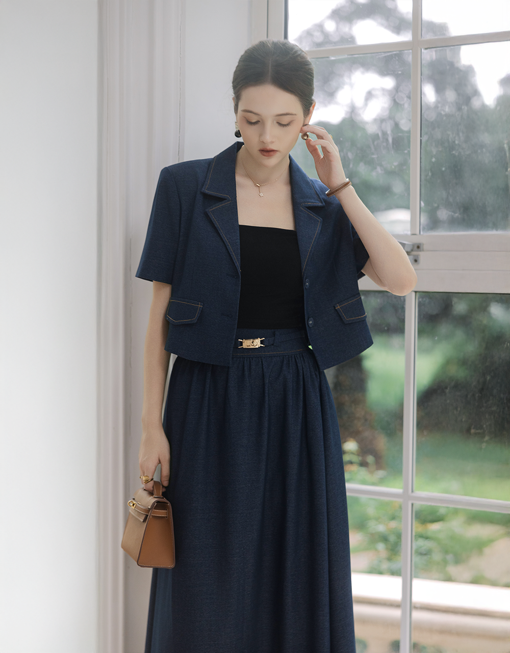  VEST LỬNG JEANS XANH DIỄU CHỈ 