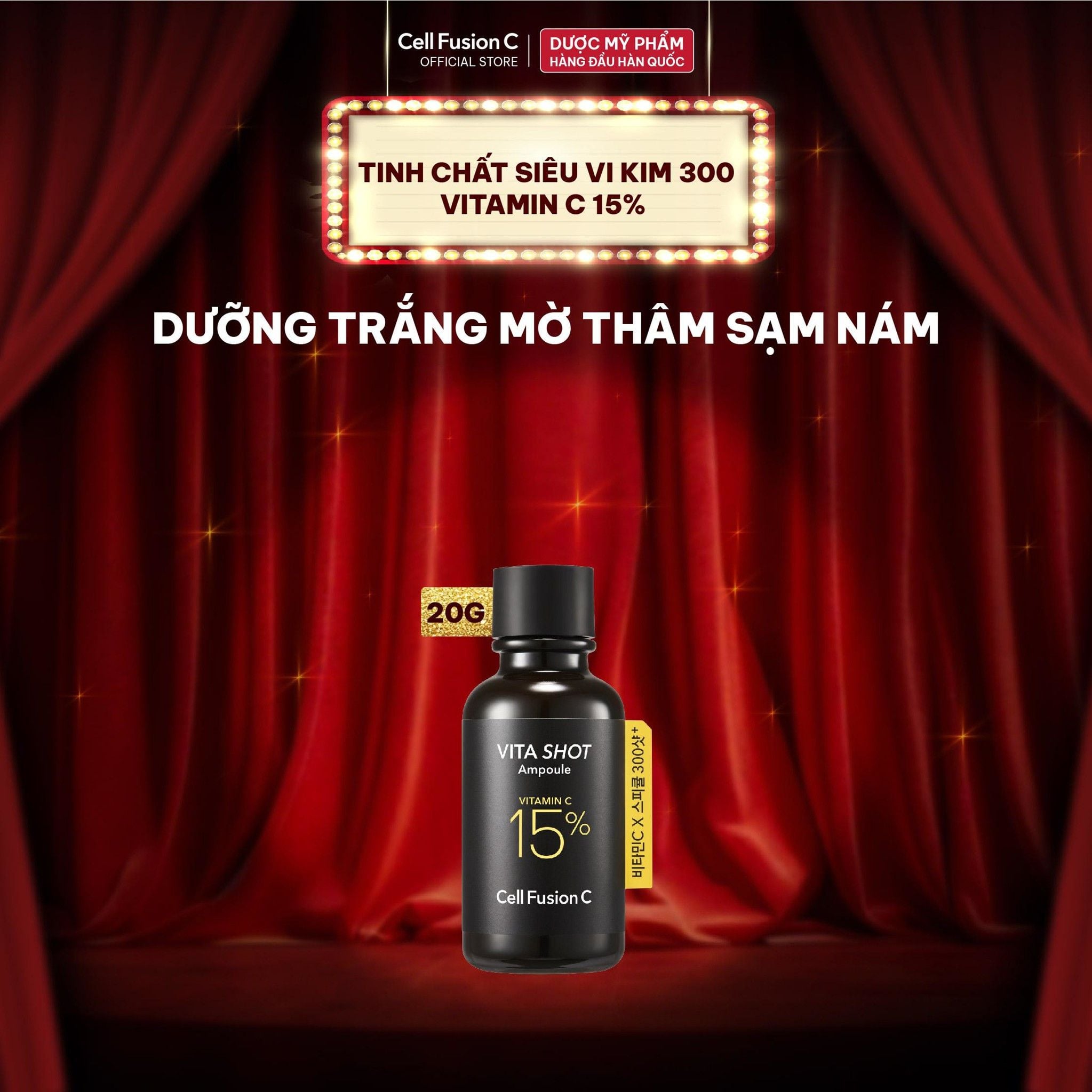  Siêu Tinh Chất Vi Kim 300 Vitamin C 15% Dưỡng Trắng Mờ Thâm Sạm Nám Cell Fusion C Toning C Vita Shot Ampoule 20G 