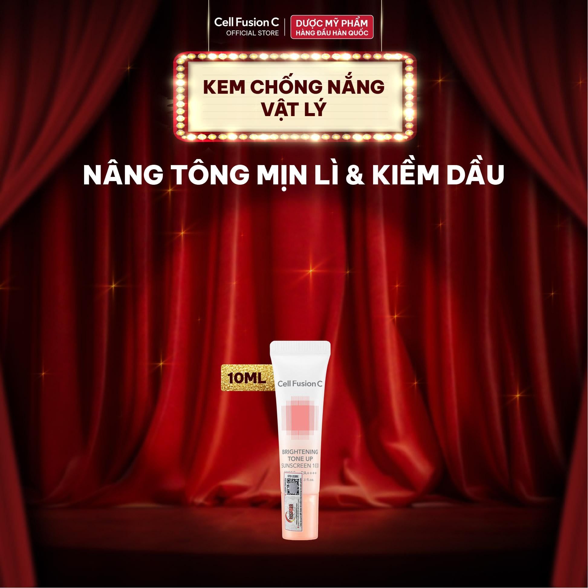  [QUÀ - KHÔNG MUA] Kem Chống Nắng Nâng Tone Ráo Mịn Kiềm Dầu Cell Fusion C Brightening Tone Up Sunscreen 100 SPF50+ PA ++++ 10ML 
