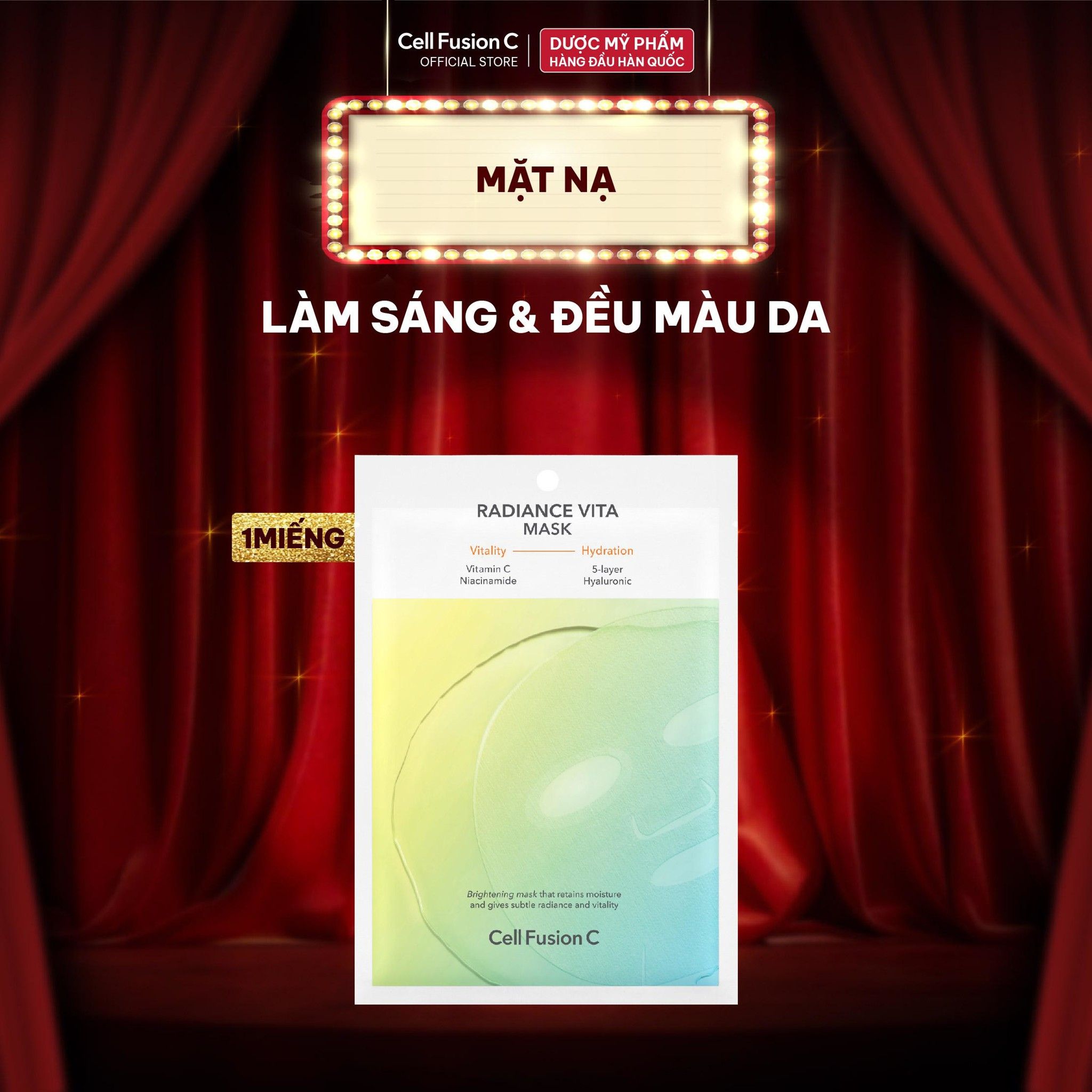  [QUÀ - KHÔNG MUA] 1 Miếng Mặt Nạ Làm Sáng & Dưỡng Ẩm Da Cell Fusion C Radiance Vita Mask 