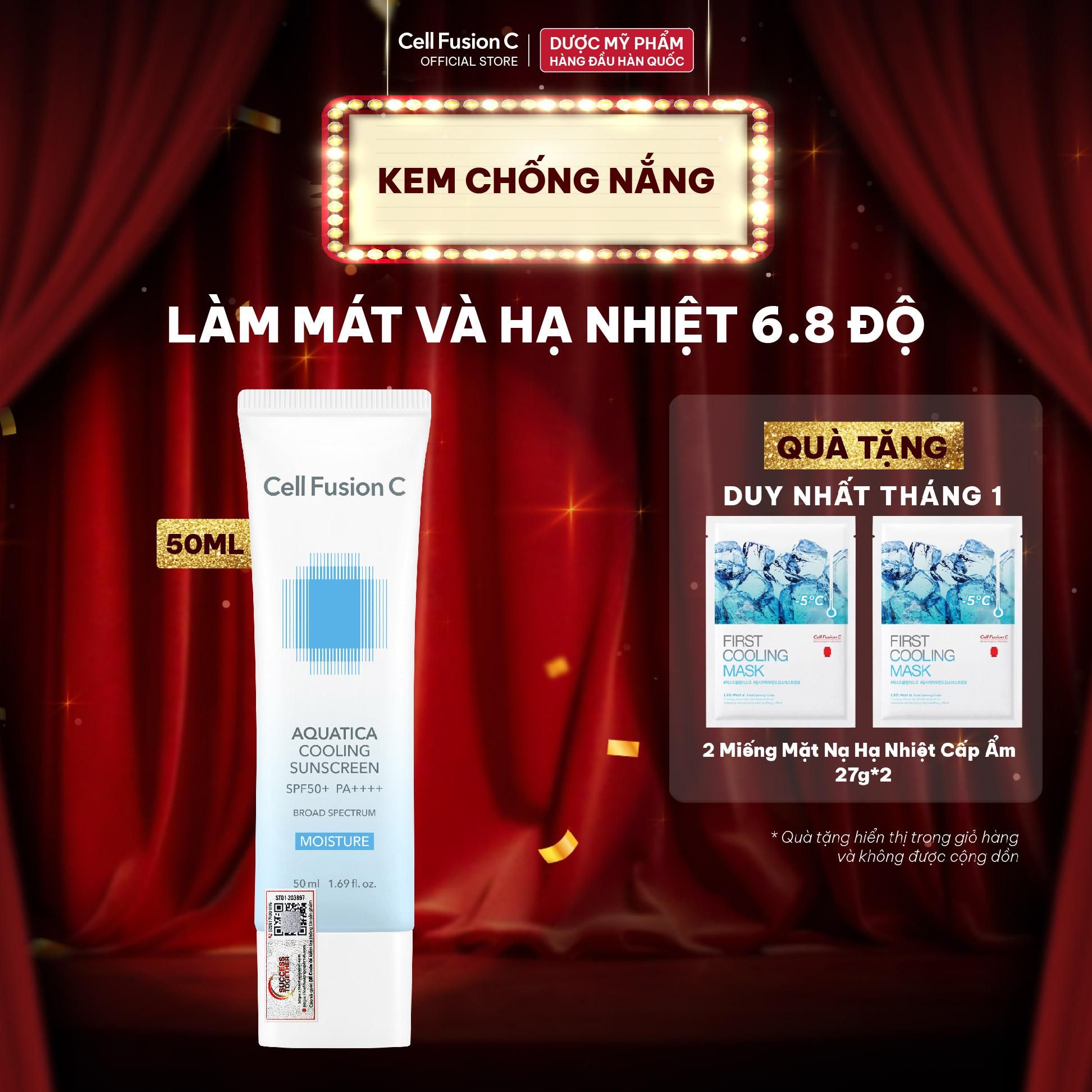  Kem Chống Nắng Hạ Nhiệt Cấp Ẩm & Làm Dịu Da Khô Cell Fusion C Aquatica Cooling Sunscreen 100 SPF50+ PA++++ 