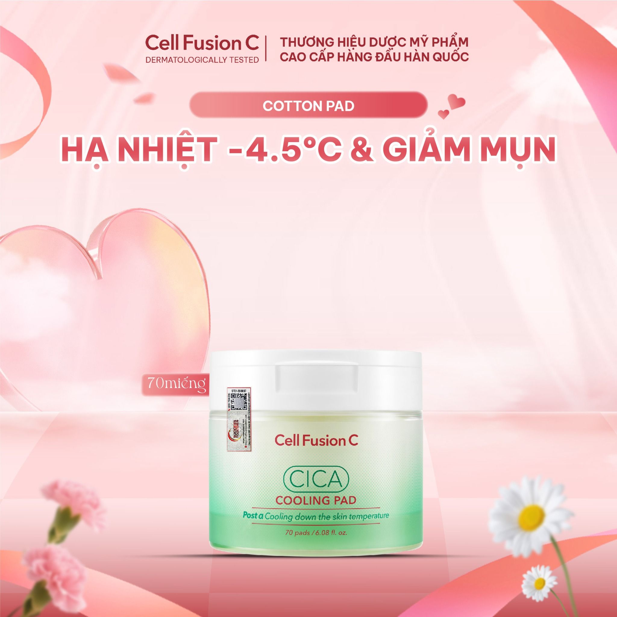  Cell Fusion C Post α CICA Cooling Pad 70 miếng 