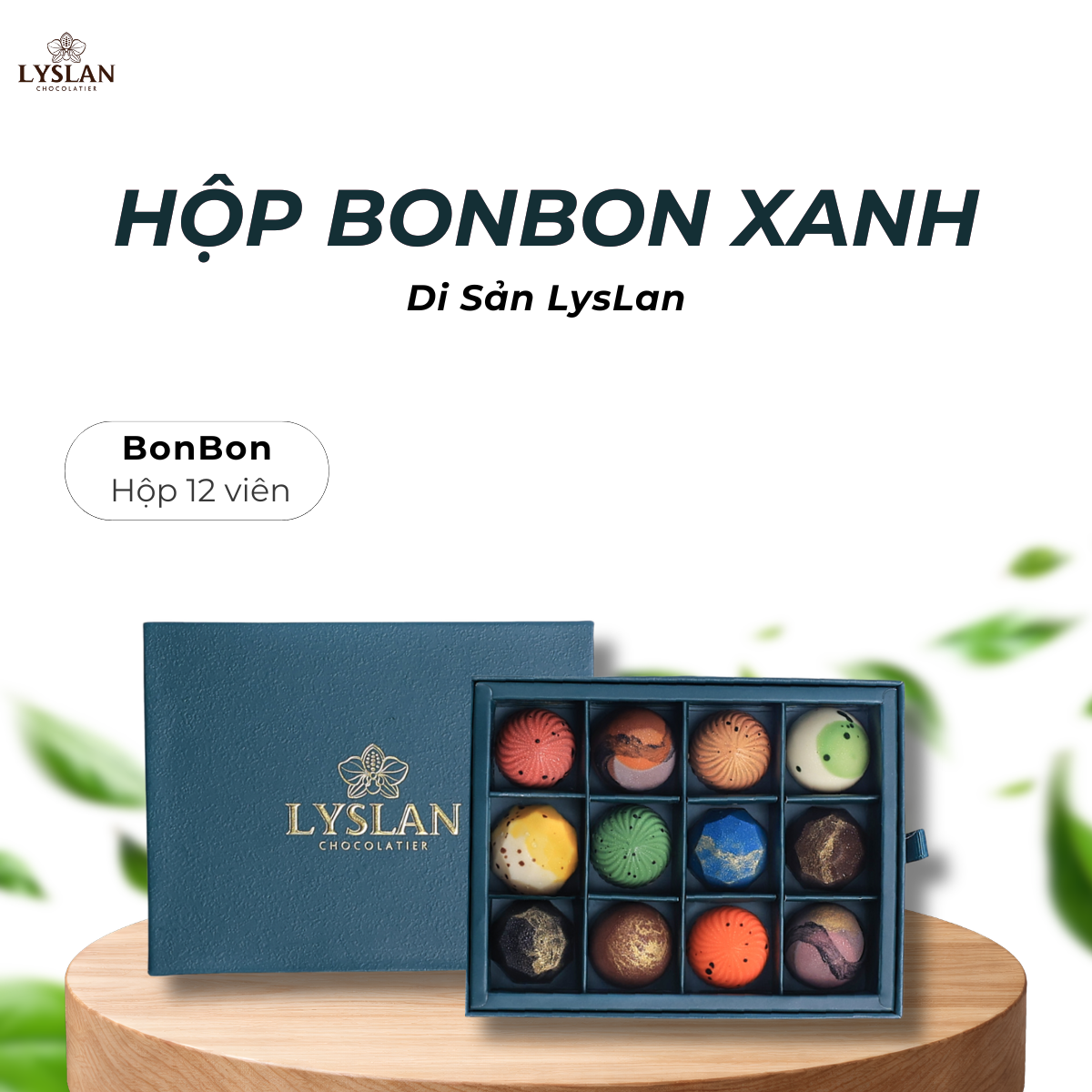 Hộp Bonbon Xanh 12 Viên -  Di sản LysLan (vị cũ)