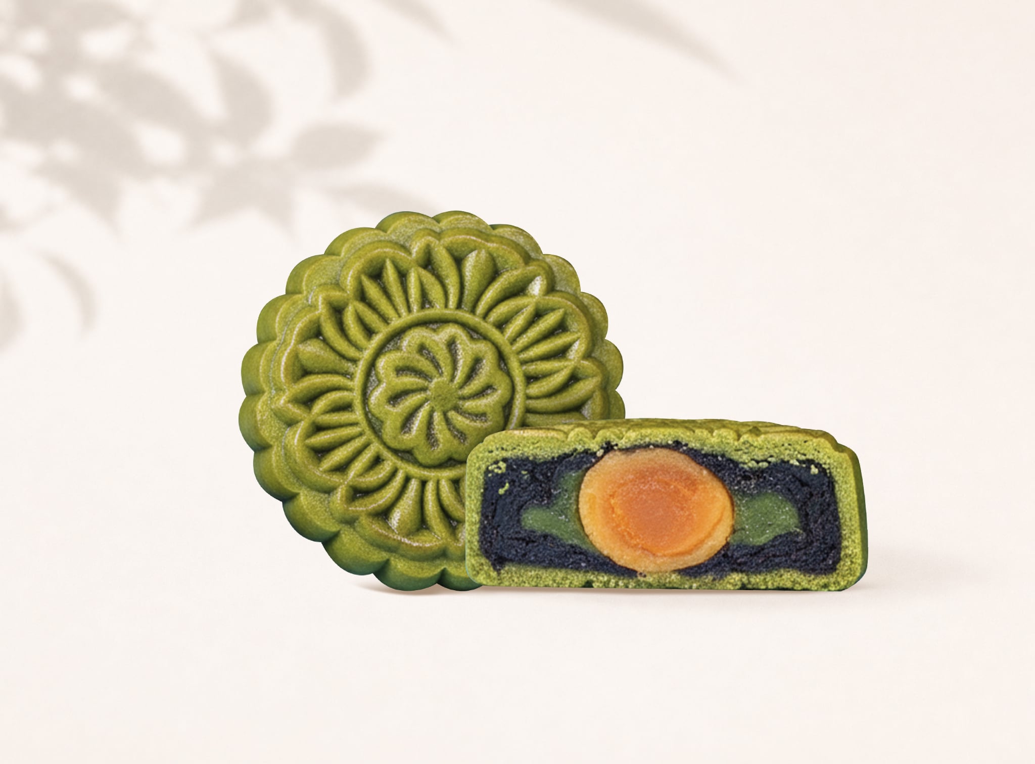 Matcha White Chocolate & Black Sesame Mooncake/ Bánh Trung Thu Matcha Sô-cô-la Trắng & Mè Đen