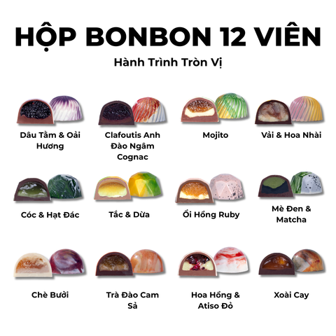 Hộp Bonbon Hồng 12 Viên - Hành Trình Tròn Vị (vị mới)