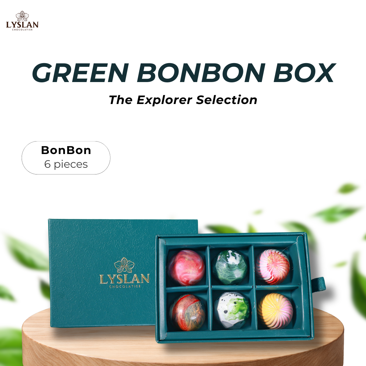 Bonbon Green Box 6 Pieces - The Explorer Selection
