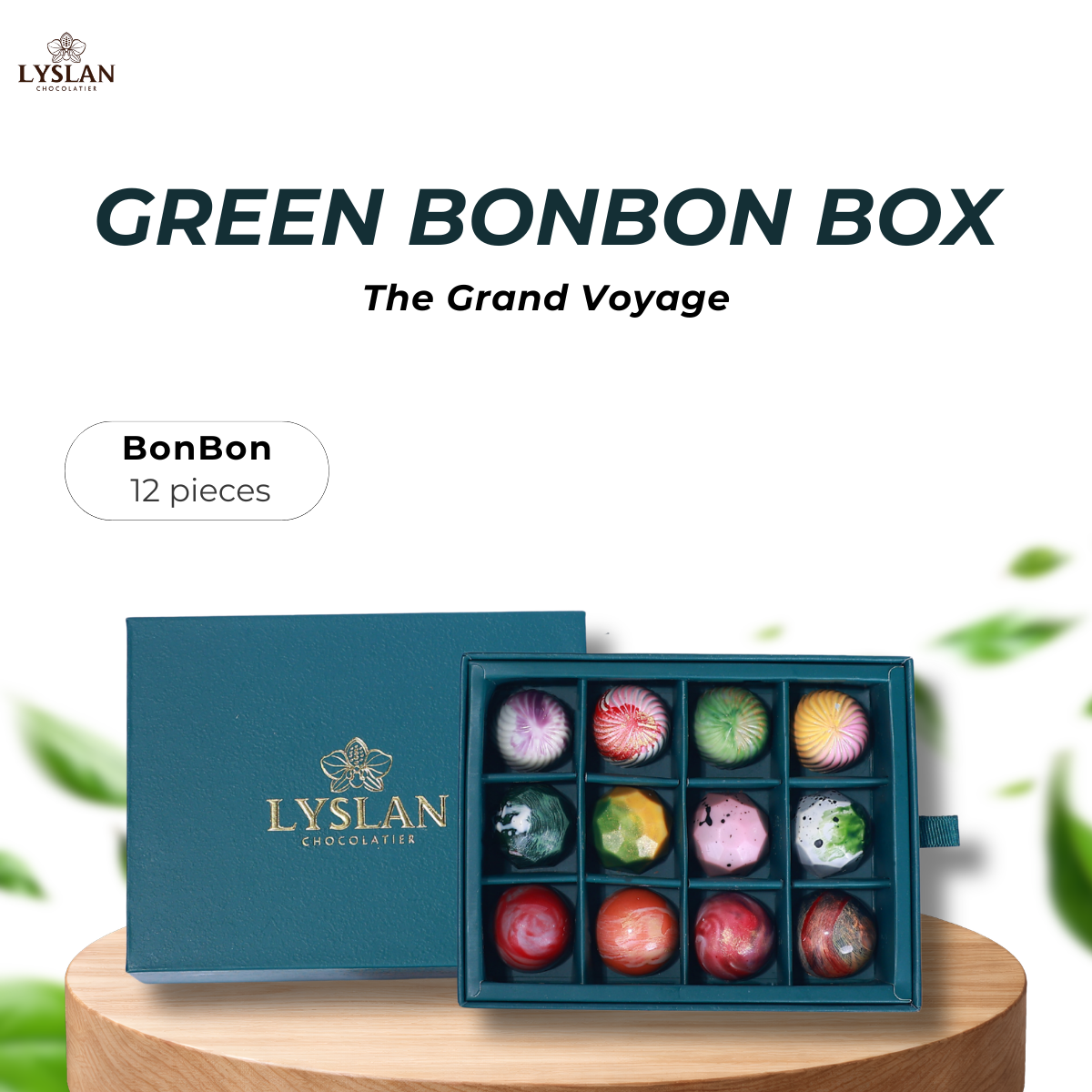 Bonbon Green Box 12 Pieces - The Grand Voyage