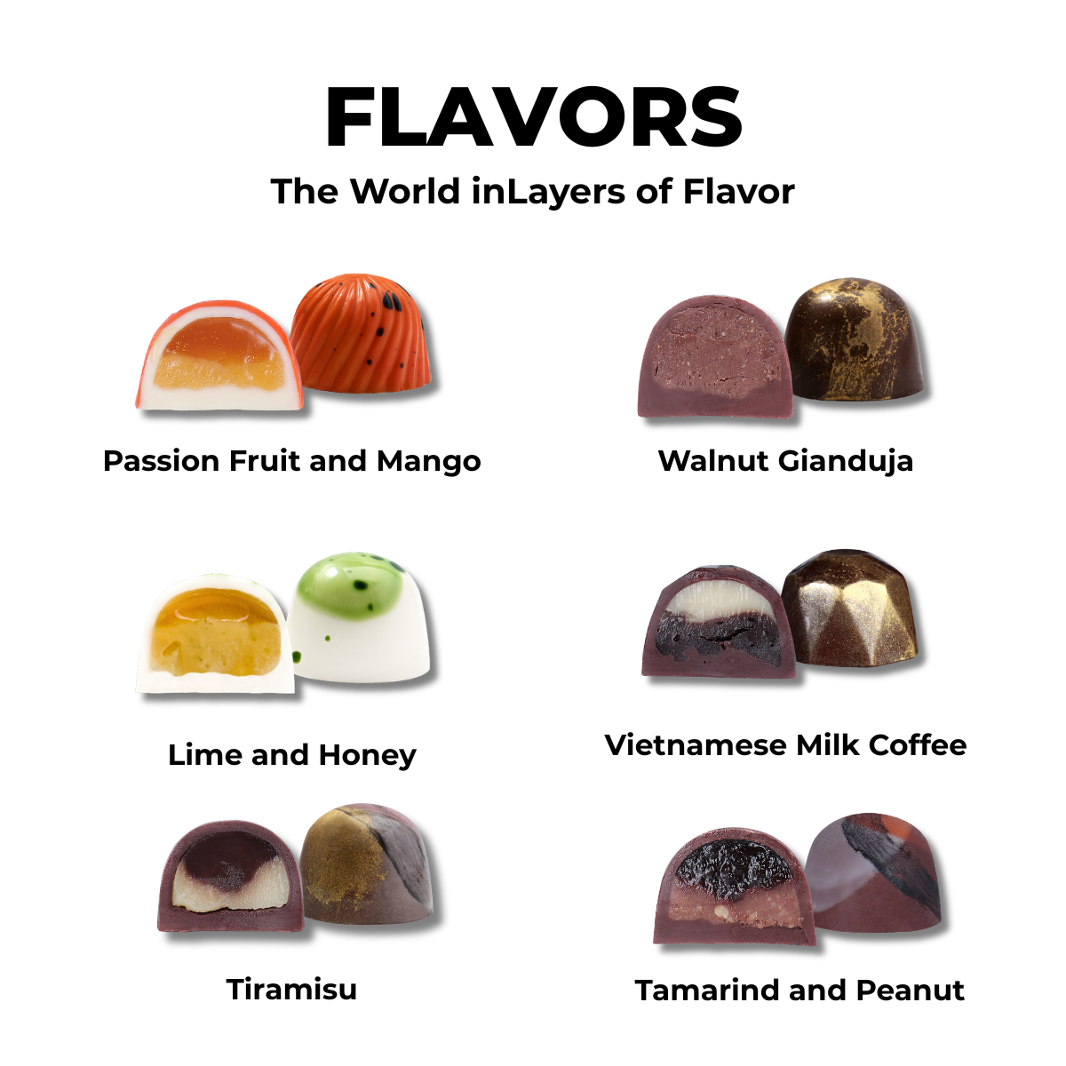 Bonbon Green Box 6 Pieces - The World in Layers of Flavor