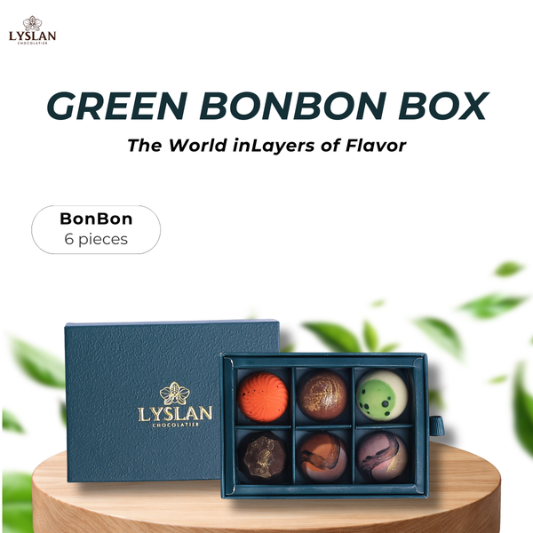 Bonbon Green Box 6 Pieces - The World in Layers of Flavor