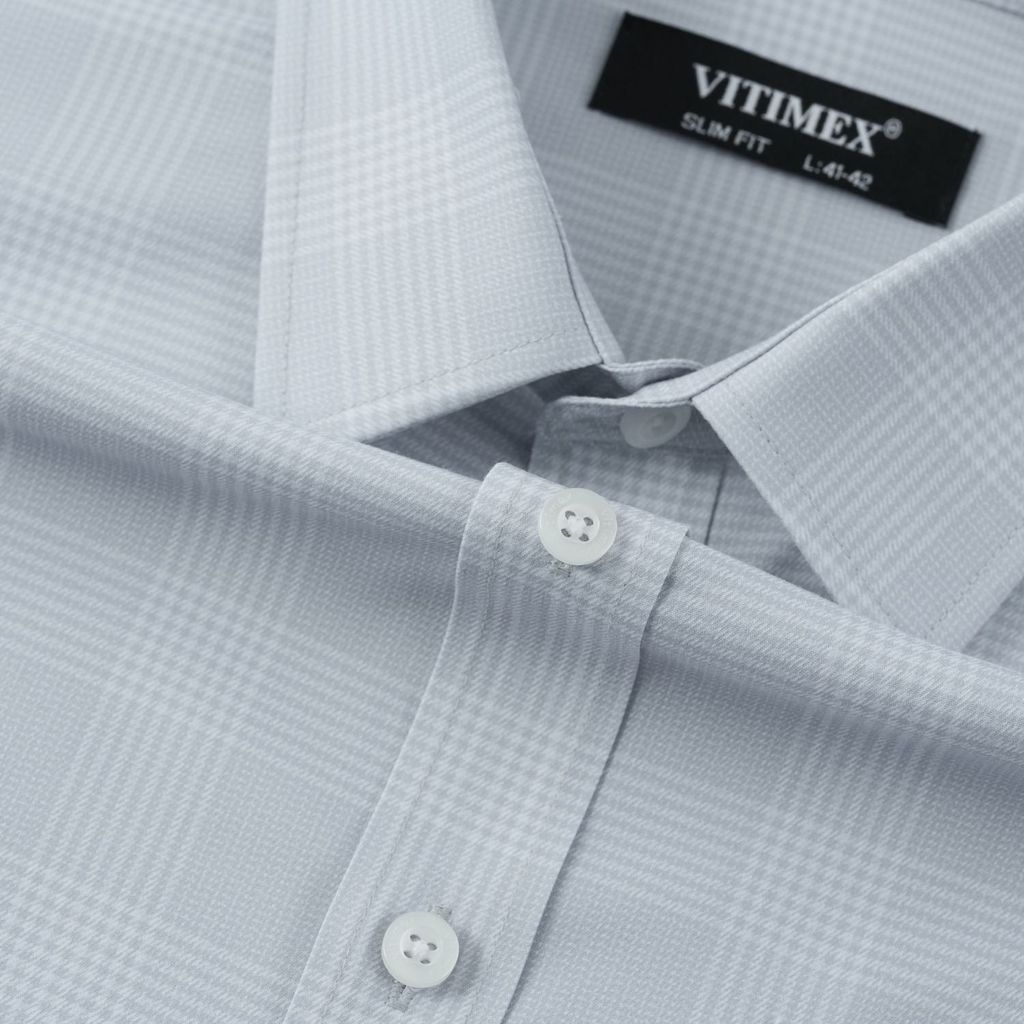 ÁO SƠ MI DÀI TAY VITIMEX DÁNG ÔM VỪA SLIMFIT KẺ CARO TO ASD 6071