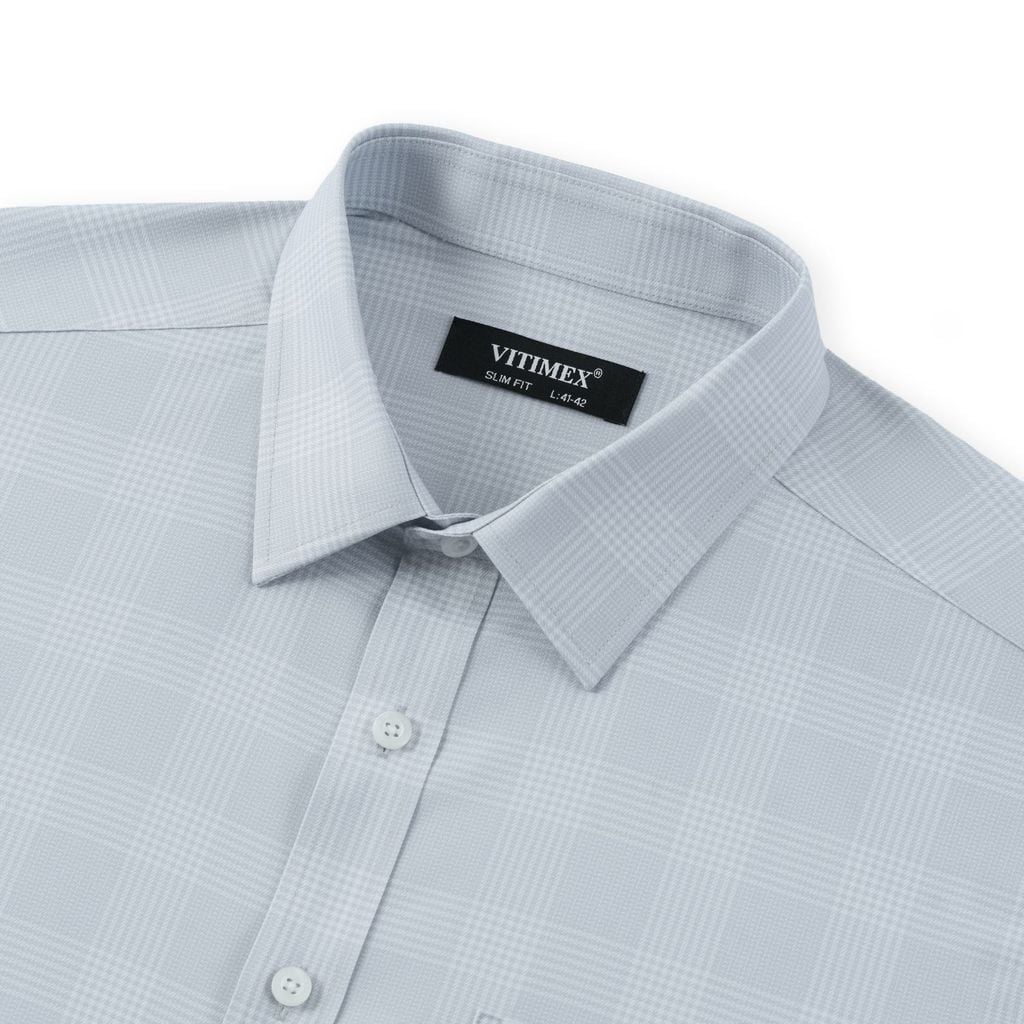 ÁO SƠ MI DÀI TAY VITIMEX DÁNG ÔM VỪA SLIMFIT KẺ CARO TO ASD 6071