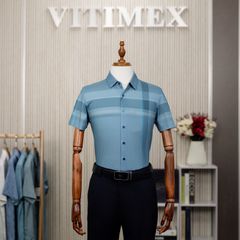 ÁO SƠ MI NGẮN TAY VITIMEX DÁNG RỘNG REGULAR KẺ ACC 3013