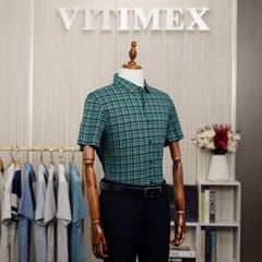 ÁO SƠ MI NGẮN TAY VITIMEX DÁNG RỘNG REGULAR KẺ CARO ACC 3014