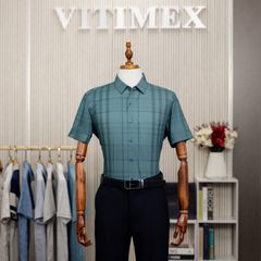 ÁO SƠ MI NGẮN TAY VITIMEX DÁNG RỘNG REGULAR KẺ ACC 3016