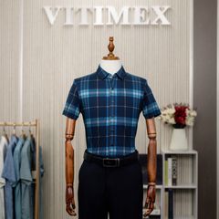 ÁO SƠ MI NGẮN TAY VITIMEX DÁNG RỘNG REGULAR KẺ ACC 3017