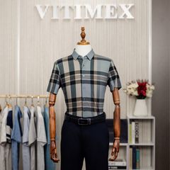 ÁO SƠ MI NGẮN TAY VITIMEX DÁNG RỘNG REGULAR KẺ ACC 3018