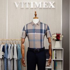 ÁO SƠ MI NGẮN TAY VITIMEX DÁNG RỘNG REGULAR KẺ ACC 3033