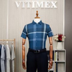ÁO SƠ MI NGẮN TAY VITIMEX DÁNG RỘNG REGULAR KẺ ACC 3034