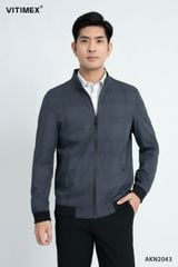 ÁO KHOÁC NAM BOMBER VITIMEX DÁNG RỘNG REGULAR KẺ AKN 2043