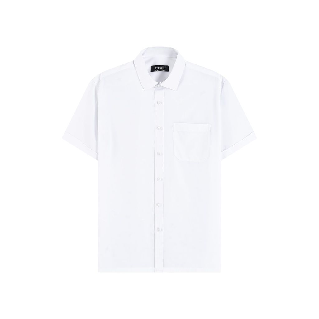 ÁO SƠ MI NGẮN TAY VITIMEX DÁNG RỘNG VỪA REGULAR TRƠN ARC 0001