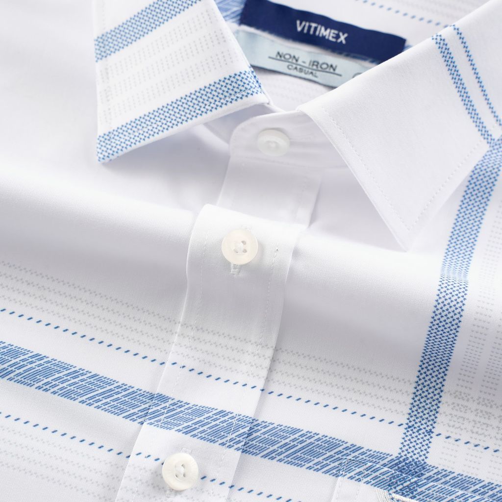 ÁO SƠ MI NGẮN TAY VITIMEX DÁNG RỘNG VỪA REGULAR KẺ ARC 6091