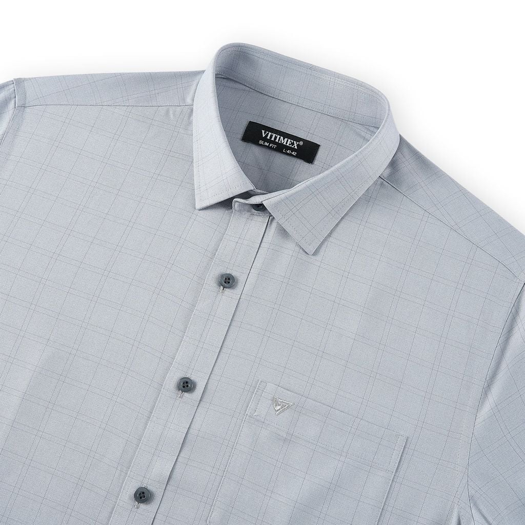 ÁO SƠ MI NGẮN TAY VITIMEX DÁNG ÔM VỪA SLIMFIT KẺ Ô ASB 4138