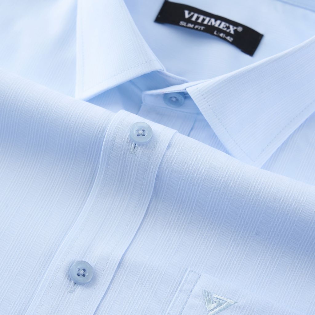 ÁO SƠ MI NGẮN TAY VITIMEX DÁNG ÔM VỪA SLIMFIT KẺ SỌC CHÌM ASB 4139
