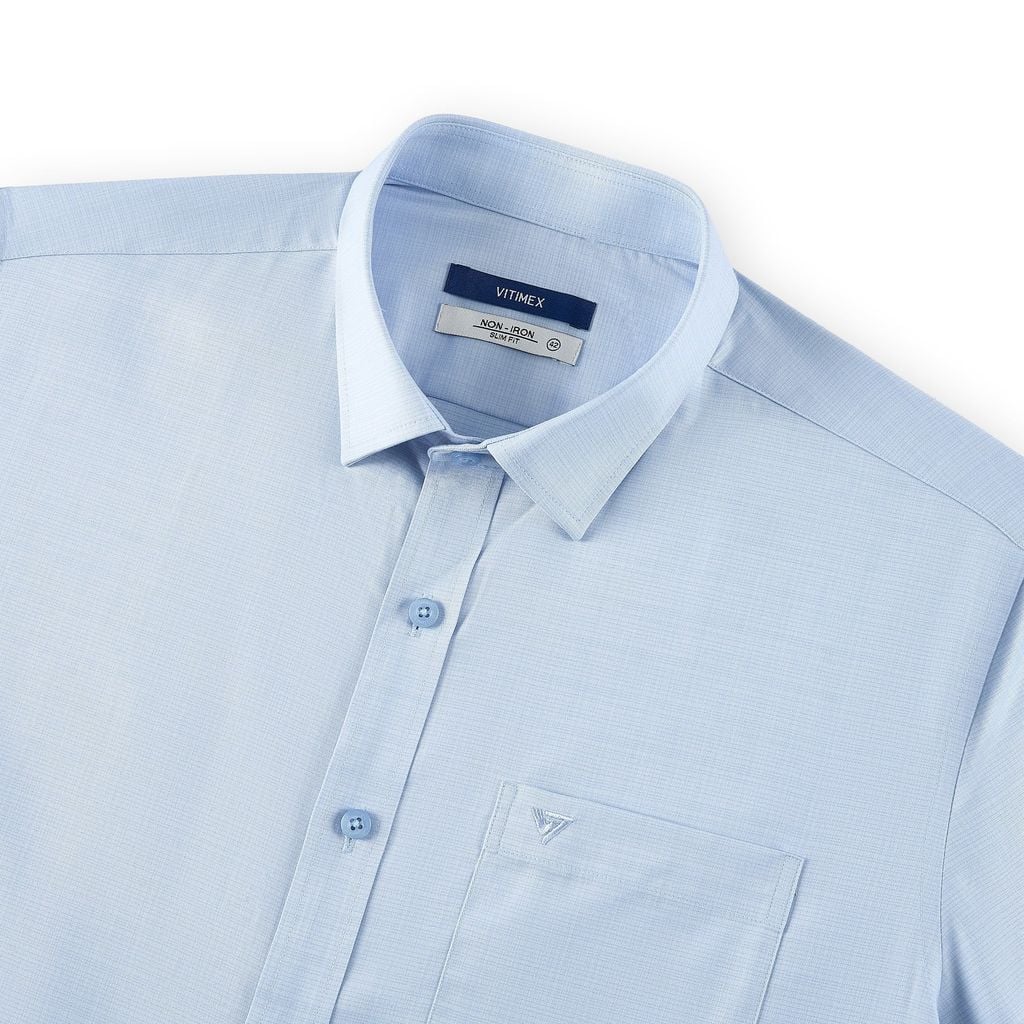 ÁO SƠ MI NGẮN TAY VITIMEX DÁNG ÔM VỪA SLIMFIT KẺ CHÌM ASB 6029