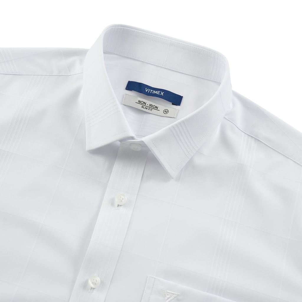 ÁO SƠ MI NGẮN TAY VITIMEX DÁNG ÔM VỪA SLIMFIT KẺ CARO TO ASB 6073