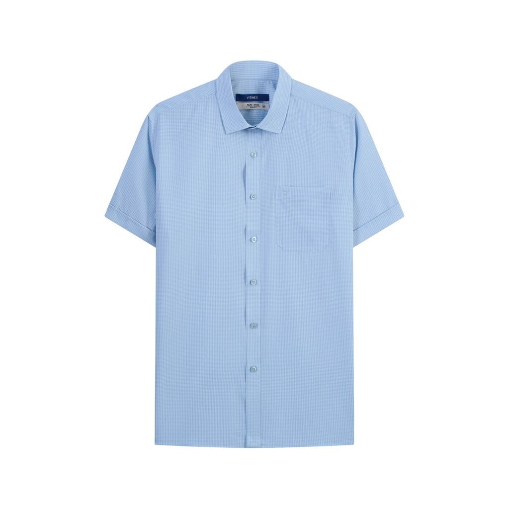 ÁO SƠ MI NGẮN TAY VITIMEX DÁNG ÔM VỪA SLIMFIT KẺ CARO ASB 6074