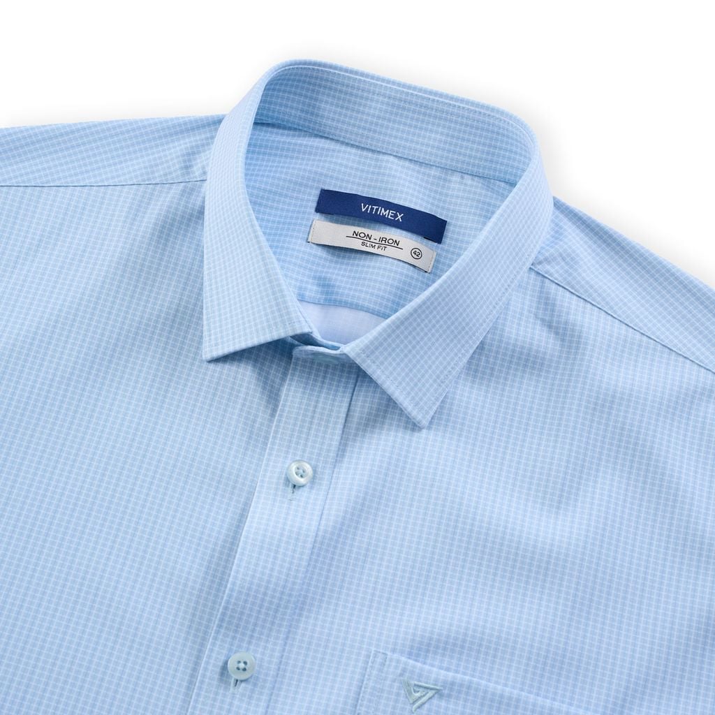 ÁO SƠ MI NGẮN TAY VITIMEX DÁNG ÔM VỪA SLIMFIT KẺ CARO ASB 6074
