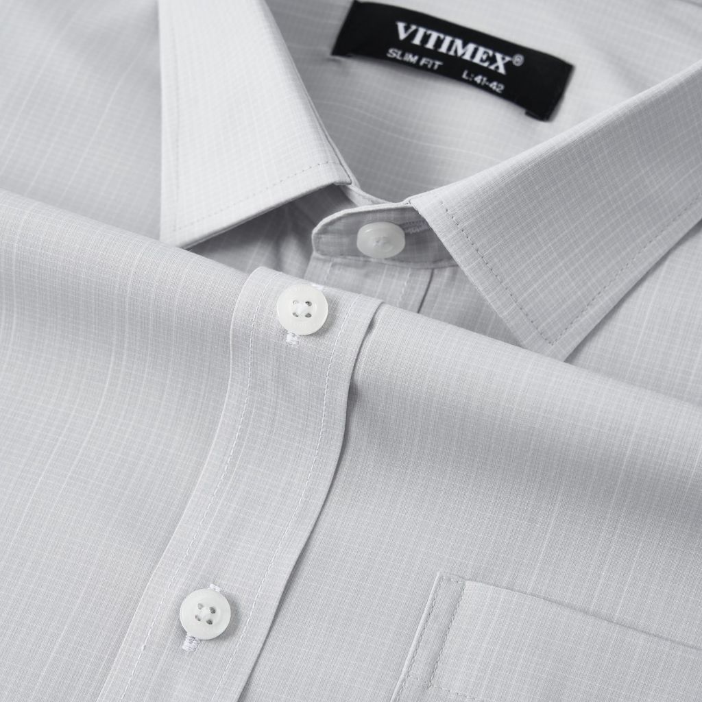 ÁO SƠ MI NGẮN TAY VITIMEX DÁNG ÔM VỪA SLIMFIT KẺ Ô NHỎ ASB 6076